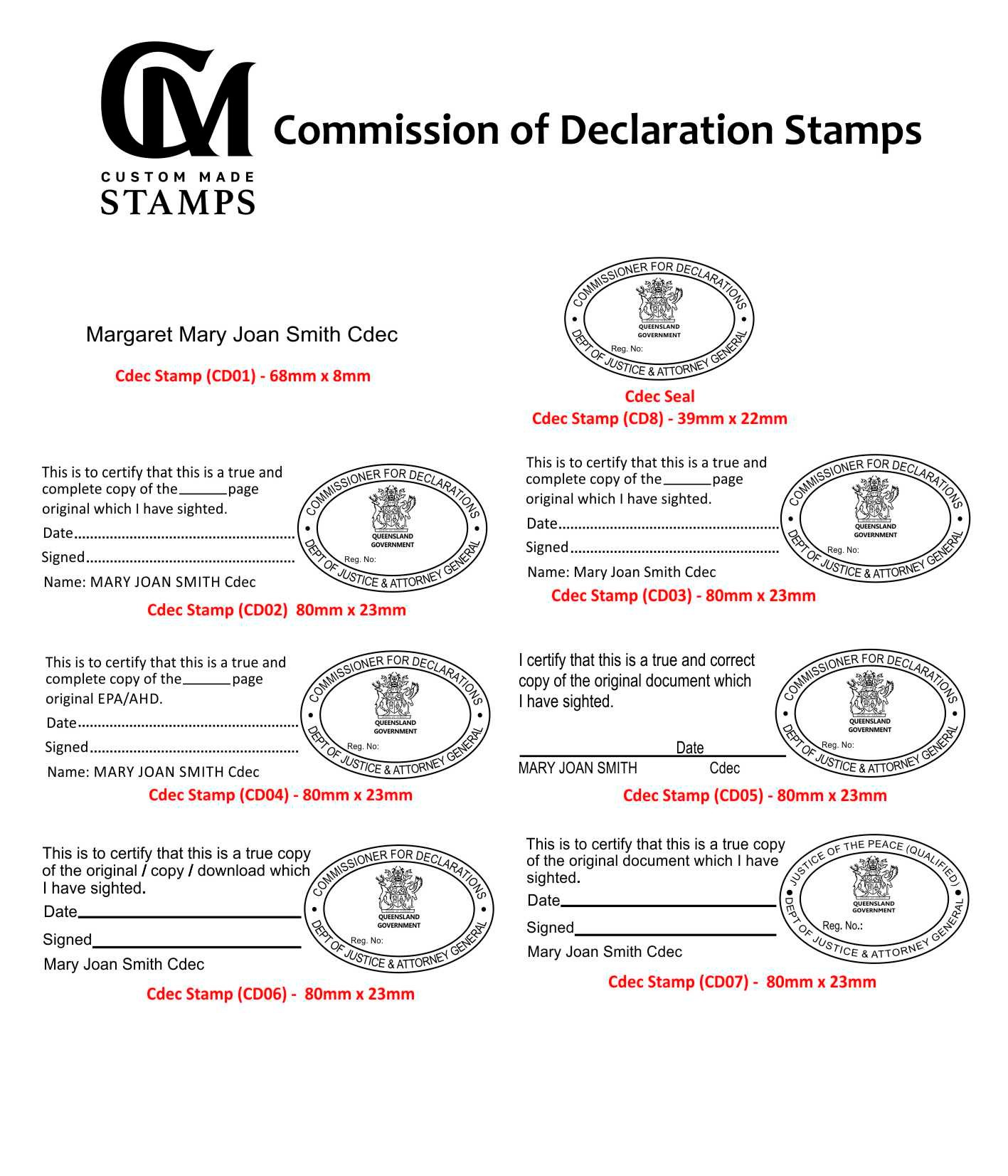 QLD JP & Cdec Stamps - Image 4