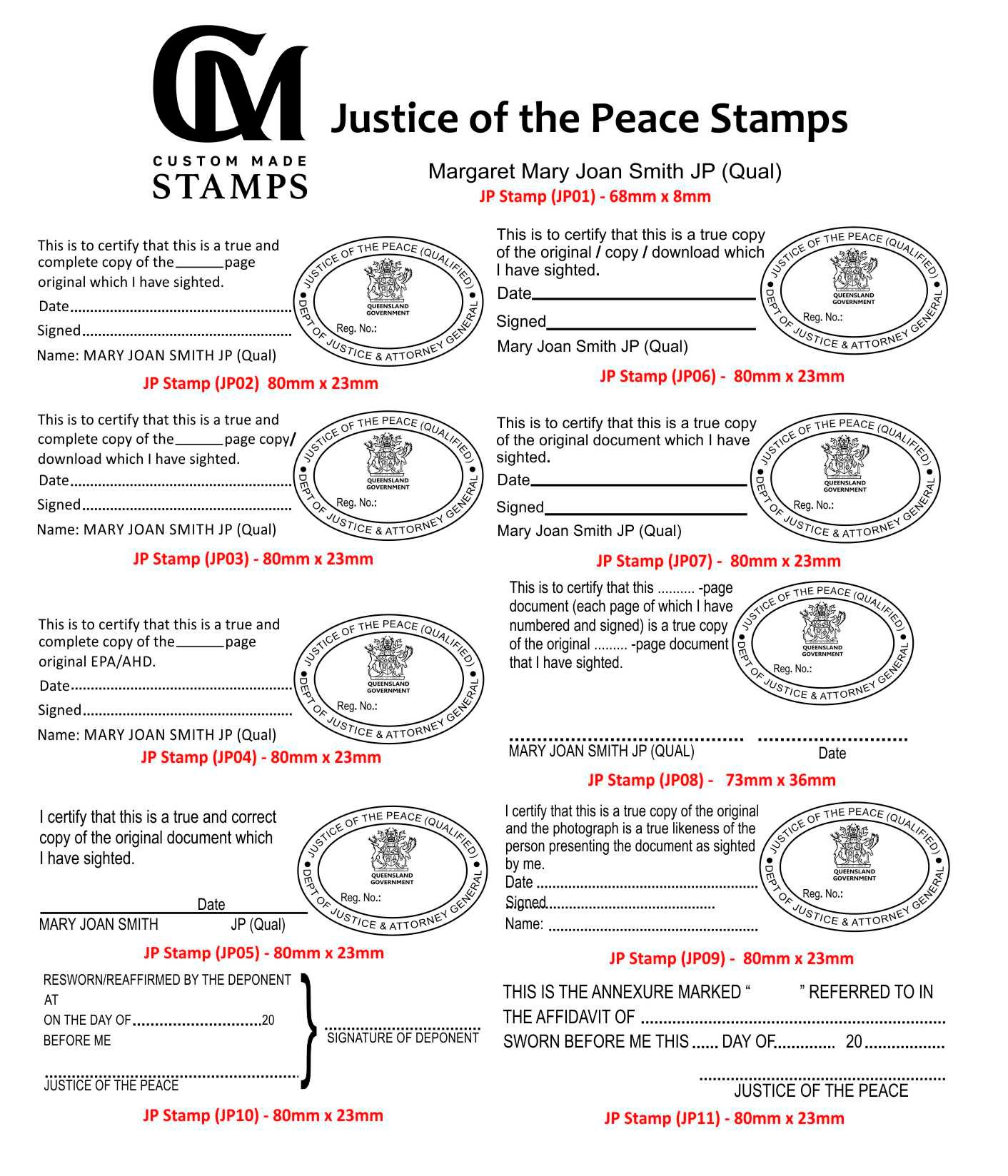 QLD JP & Cdec Stamps - Image 2