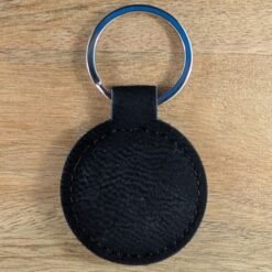 Black Leatherette Round KeyChain