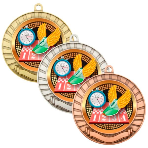 Eco Scroll Track Medal with Coloured Centre