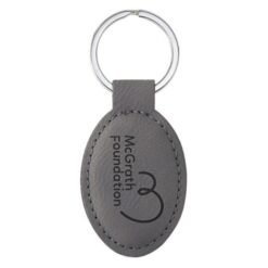 Alternative view of Grey Oval Leatherette Keychain