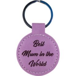 Alternative view of Pink Round Leatherette Keychain