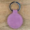 Pink Round Leatherette Keychain